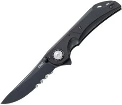 CRKT 5401K Seismic Deadbolt Lock, 3.96" 1.4116 SS Black Veff Serrated Blade, G10 Handle