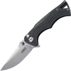 CRKT BT Fighter Button Lock CR5220, 2.856" 8Cr13MoV Plain Blade, Glass Reinforced Nylon Handle