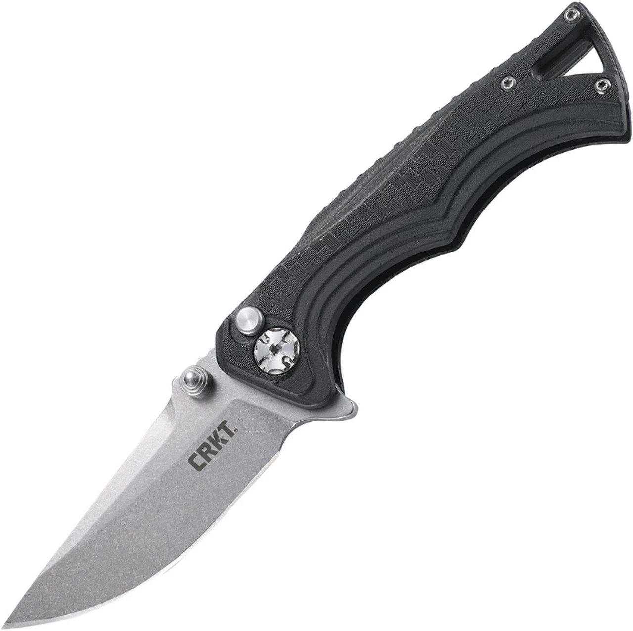 CRKT BT Fighter Button Lock CR5220, 2.856" 8Cr13MoV Plain Blade, Glass Reinforced Nylon Handle