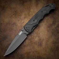 CRKT 1050K Fire Spark™, 3.875" Black 8Cr14MoV Plain Blade, Black G-10 Handle