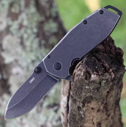 CRKT Squid Assisted Flipper 2493, 2.37" 8Cr14MoV Stainless Steel Black Stonewashed Plain Blade, Black Stainless Steel Handles