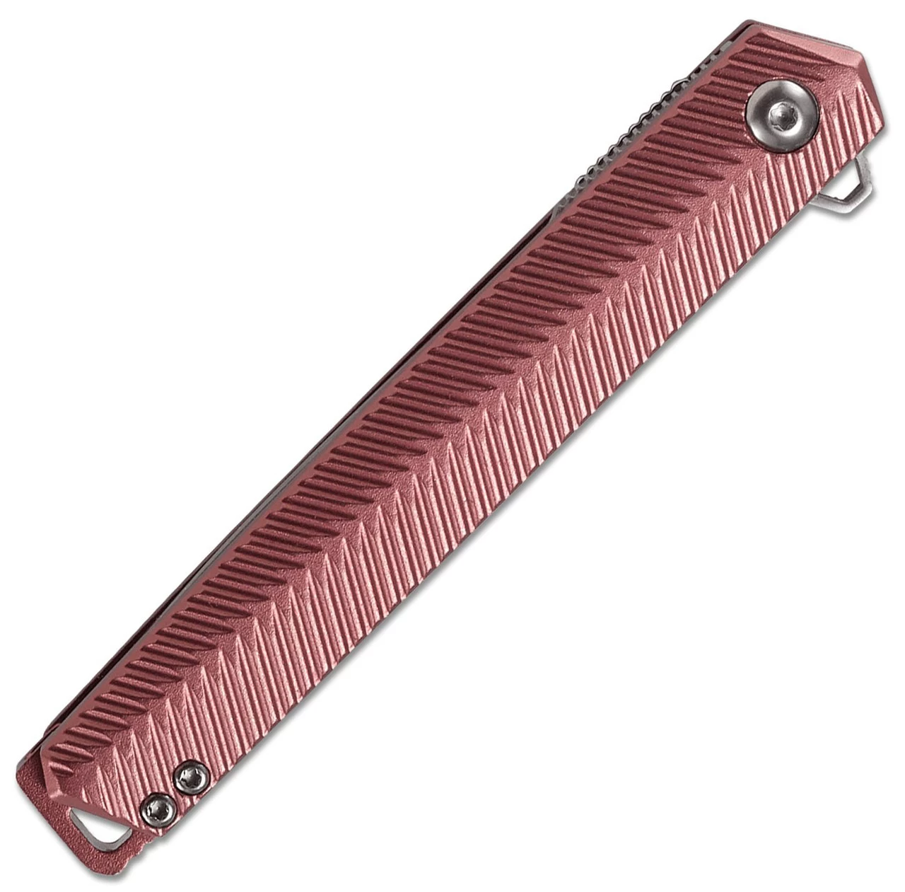 CRKT Stylus Spring Assisted Flipper K820BXP, 3.12" 12C27 Sandvik Satin Drop Point Blade, Maroon Aluminum Handle - Image 2