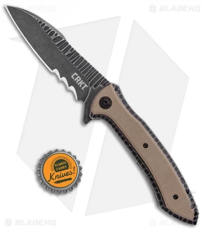 CRKT Apoc W/VEFF Serrations Liner Lock Knife Green G-10 (4" Black) 5381 - Image 4