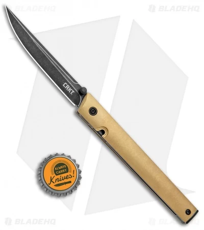 CRKT CEO Liner Lock Blade HQ Exclusive Knife Brass (3.11" Black Stonewash D2) - Image 4