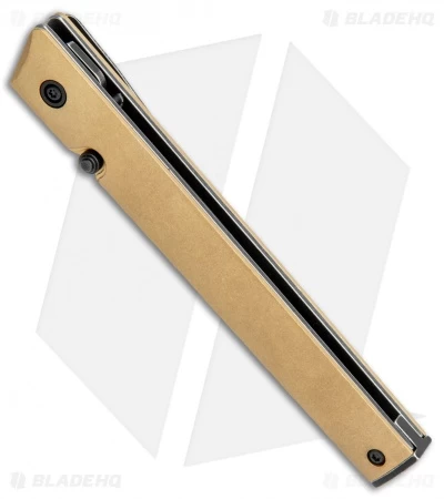 CRKT CEO Liner Lock Blade HQ Exclusive Knife Brass (3.11" Black Stonewash D2) - Image 2