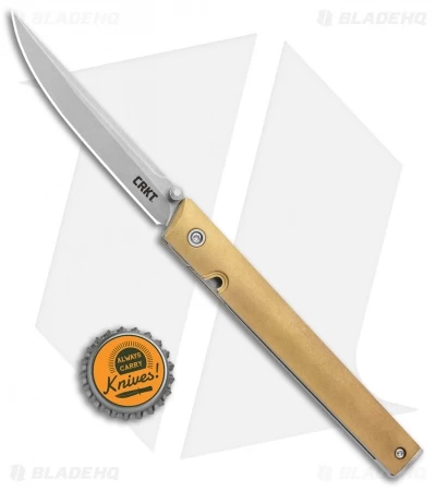 CRKT CEO Liner Lock Blade HQ Exclusive Knife Brass (3.1" Stonewash D2) - Image 4