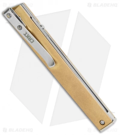 CRKT CEO Liner Lock Blade HQ Exclusive Knife Brass (3.1" Stonewash D2) - Image 3