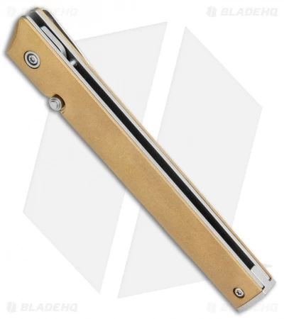 CRKT CEO Liner Lock Blade HQ Exclusive Knife Brass (3.1" Stonewash D2) - Image 2