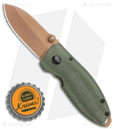 CRKT Burnley Desert Warrior Squid Knife Green Micarta (2.25" Copper D2) - Image 4