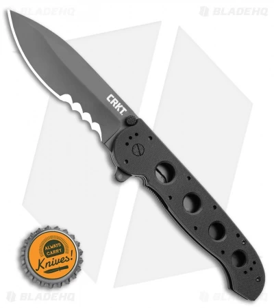 CRKT Carson M21-14G Big Dog Flipper Knife Black G-10 (3.875" Black Serr) - Image 4