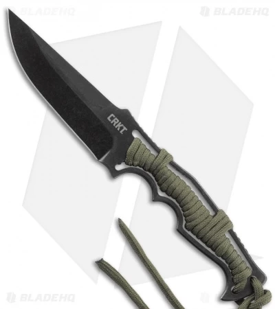 CRKT Tighe Breaker Fixed Blade Knife Green Paracord (4.25" Black Stonewash)1110