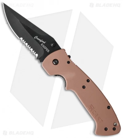 CRKT Crawford Kasper Liner Lock Knife Tan Zytel (3.75" Black Serr) 6783DB