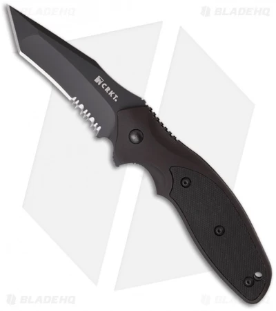 CRKT Shenanigan Tanto Liner Lock Knife Black Aluminum (3.25" Black Serr) K490KKS