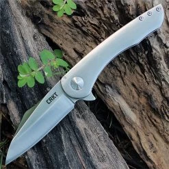 CRKT 6130 Jettison, Satin Plain Blade, Stonewash Stainless Steel, Frame Lock