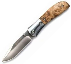 CRKT M4-02W, 3.25" 8Cr13MoV Plain Blade, Burl Wood Handle
