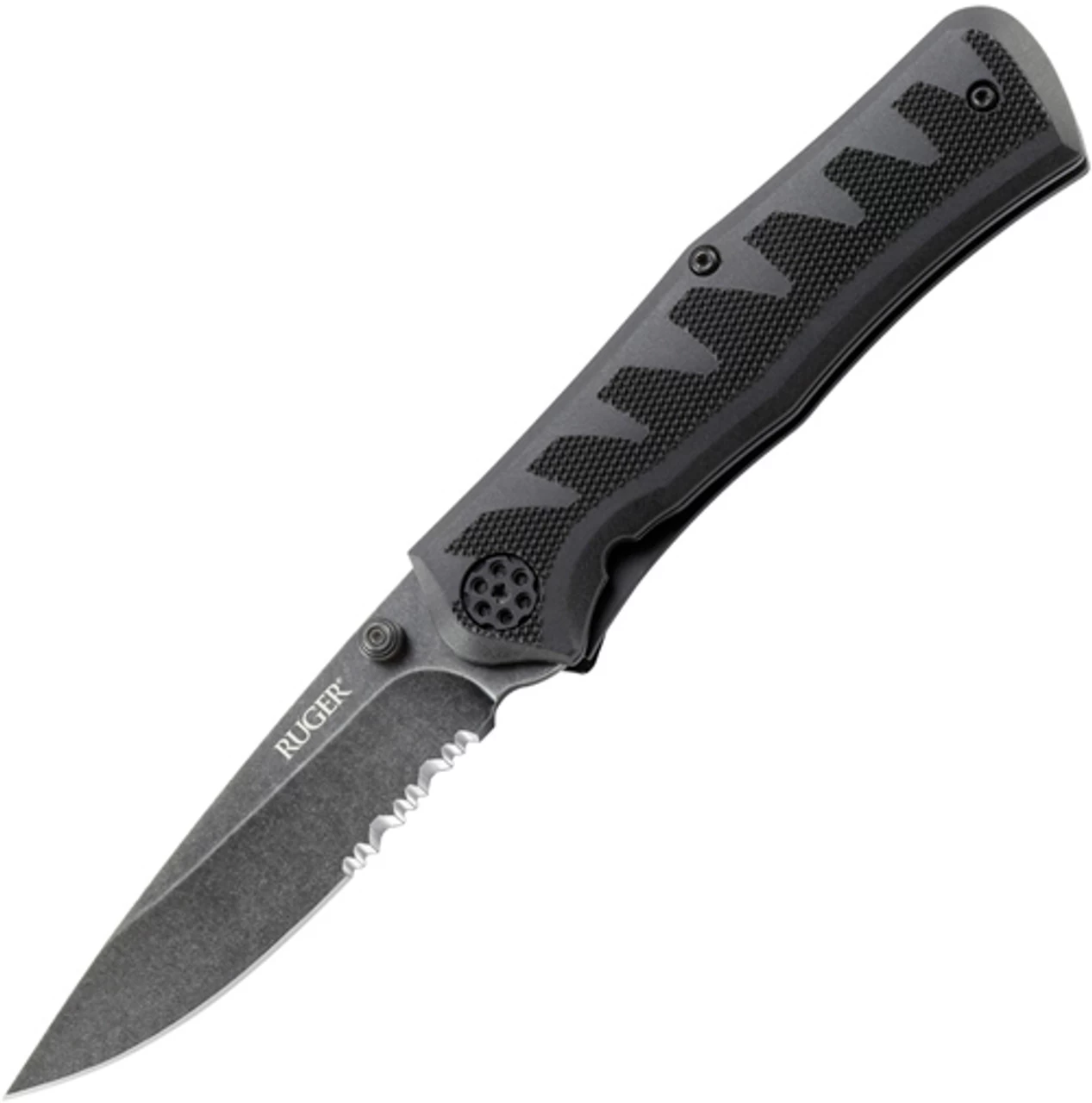 CRKT Ruger 1202K A/O Crack Shot Compact, 3.13" 8Cr13Mov Black Combo Blade, GFN Handle