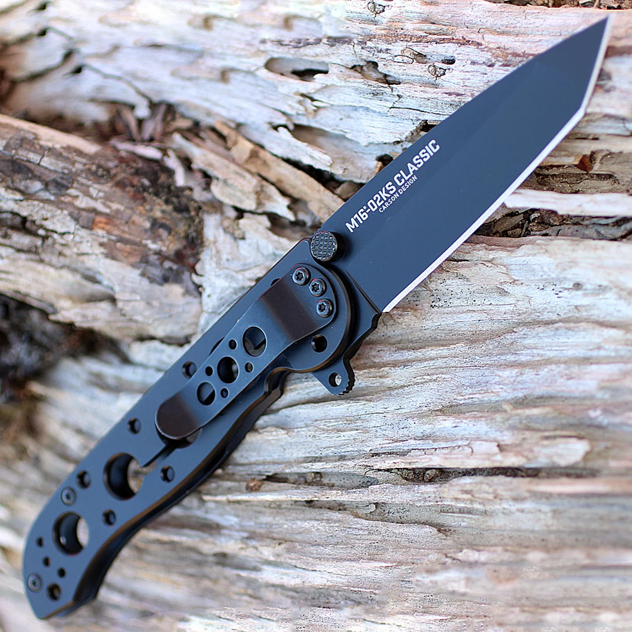 CRKT M16-02KS Framelock Tanto, 3.05" 12C27 Sandvik Plain Blade, Black Stainless Handle - Image 2